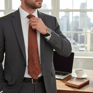 Yves Saint Laurent YSL Silk Tie Brown Vintage Logo Necktie 3.75” Wide 56” Length